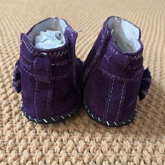 Pediped Purple Suede Ankle Boots with Flower Size 5(12mo) - Picture 5 of 6